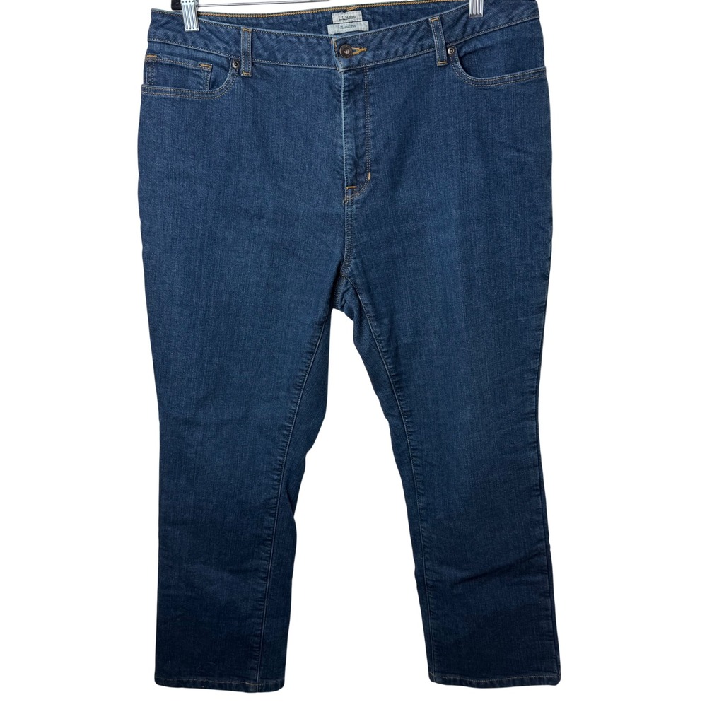 L.L. Bean Jeans Women 18P Blue Classic Fit Fleece Lined Denim Pants
